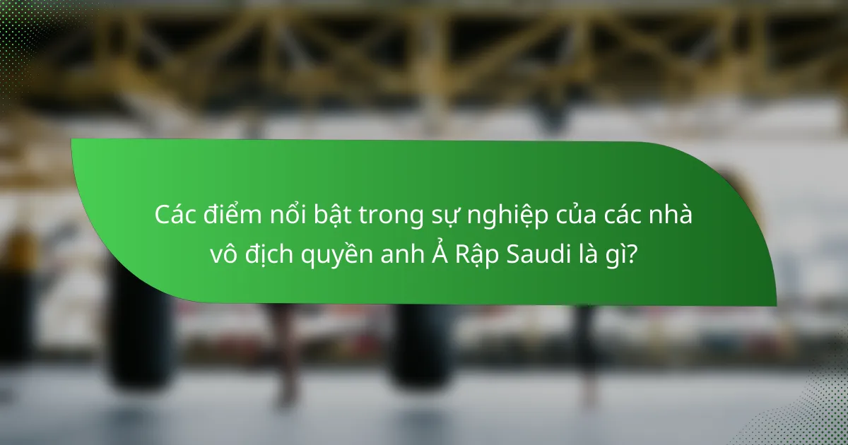 Các điểm nổi bật trong sự nghiệp của các nhà vô địch quyền anh Ả Rập Saudi là gì?