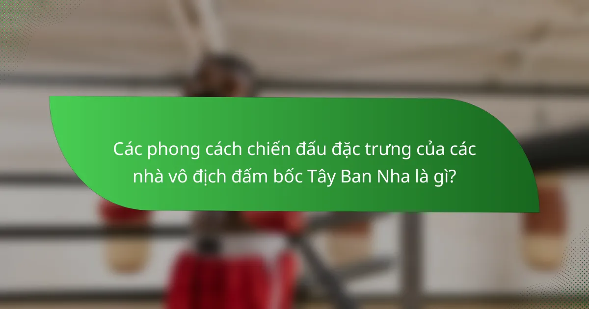 Các phong cách chiến đấu đặc trưng của các nhà vô địch đấm bốc Tây Ban Nha là gì?
