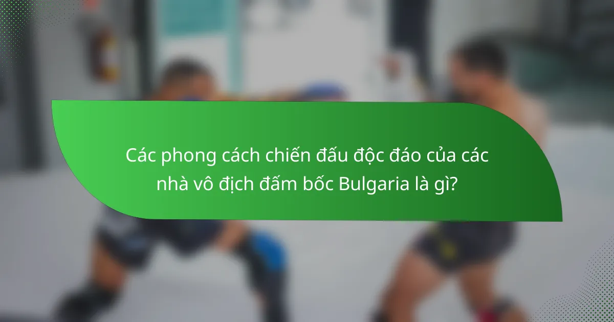 Các phong cách chiến đấu độc đáo của các nhà vô địch đấm bốc Bulgaria là gì?
