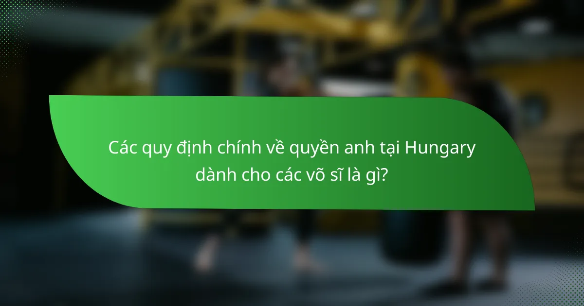 Các quy định chính về quyền anh tại Hungary dành cho các võ sĩ là gì?