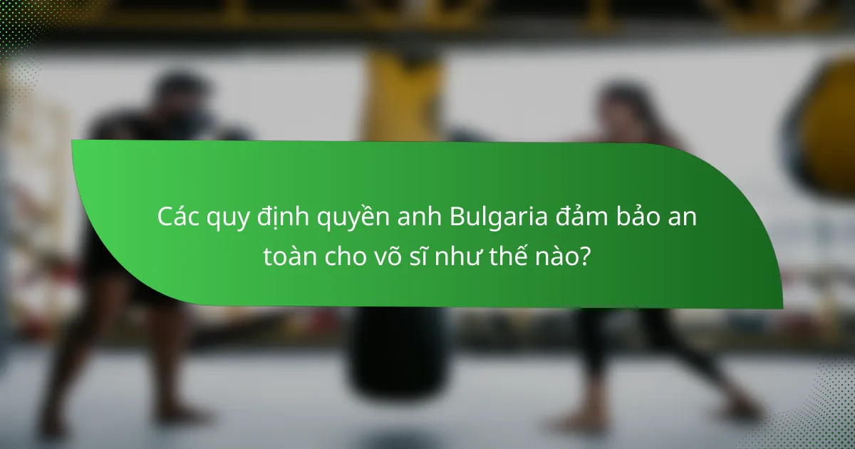 Các quy định quyền anh Bulgaria đảm bảo an toàn cho võ sĩ như thế nào?