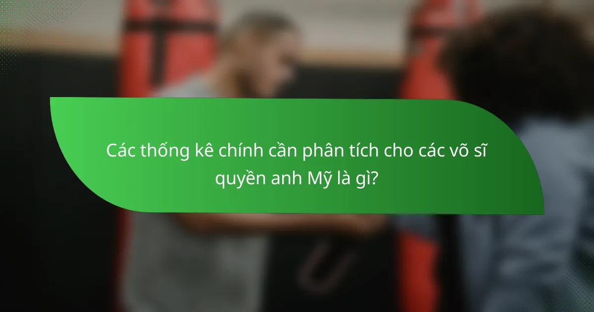 Các thống kê chính cần phân tích cho các võ sĩ quyền anh Mỹ là gì?