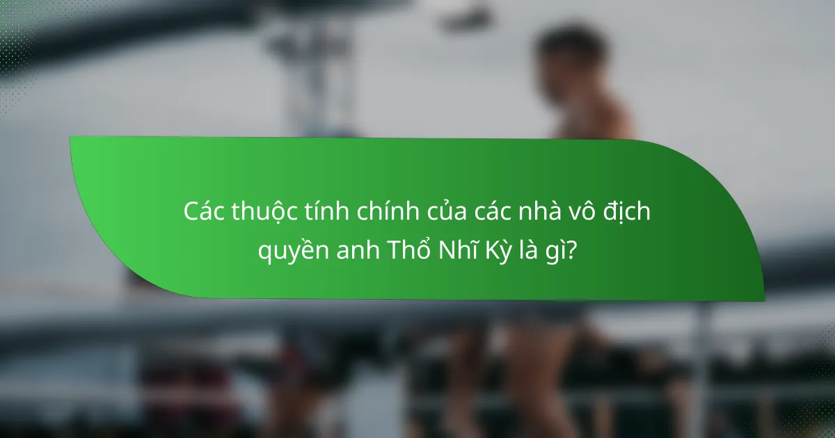 Các thuộc tính chính của các nhà vô địch quyền anh Thổ Nhĩ Kỳ là gì?