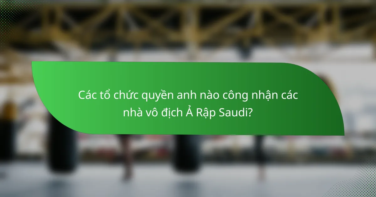 Các tổ chức quyền anh nào công nhận các nhà vô địch Ả Rập Saudi?
