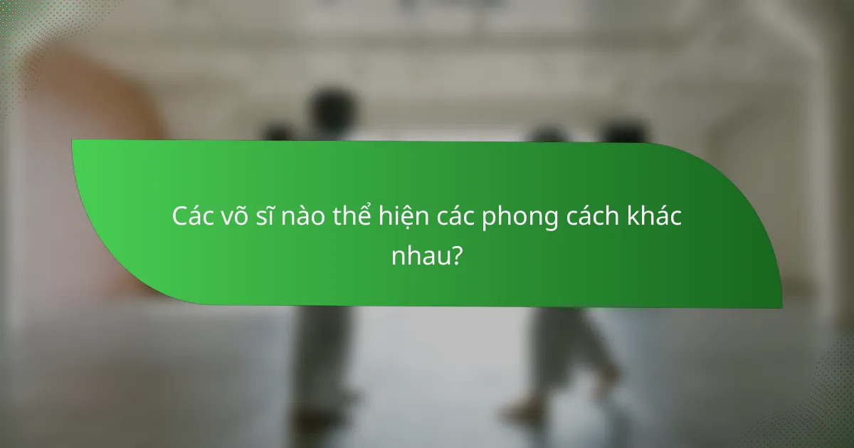 Các võ sĩ nào thể hiện các phong cách khác nhau?