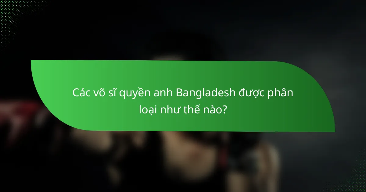 Các võ sĩ quyền anh Bangladesh được phân loại như thế nào?