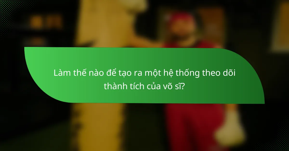 Làm thế nào để tạo ra một hệ thống theo dõi thành tích của võ sĩ?