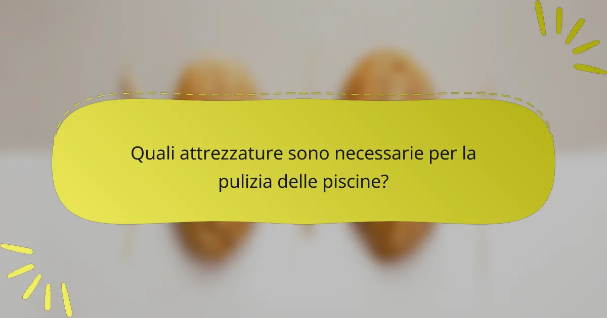 Quali attrezzature sono necessarie per la pulizia delle piscine?